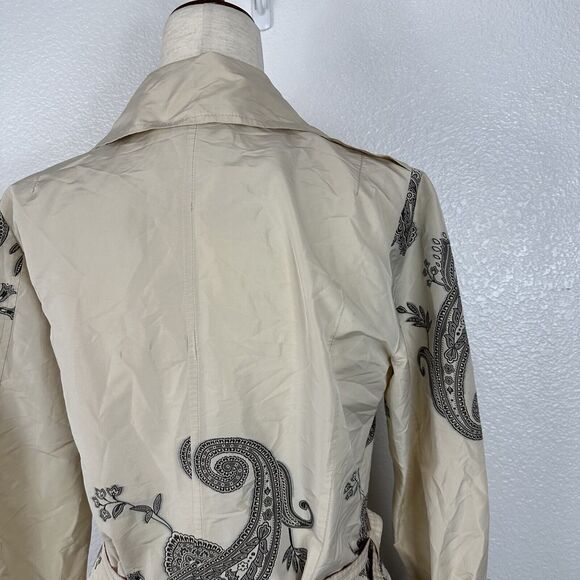 Uli Schneider Jacket Women US 8 Beige Paisley Rainbow Trench Coat Boho - Picture 6 of 12